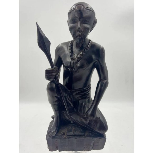 Antique Vintage Pacific Islander Wood Hand Carved Sculpture